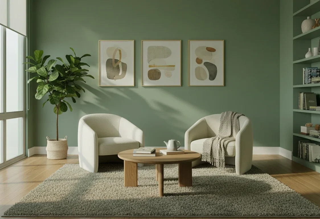 Consultório acolhedor com poltronas e mesa de centro, representando o espaço seguro da psicoterapia online do Espaço Elleve