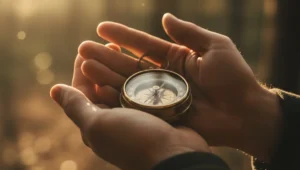 Sessão de Terapia de Aceitação e Compromisso (ACT) ilustrada por metáfora visual de direção e valores, representando flexibilidade psicológica no tratamento de ansiedade e depressão.